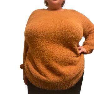 Orange Fuzzy Sweater Plus Size 1X Over Sized Fall Soft